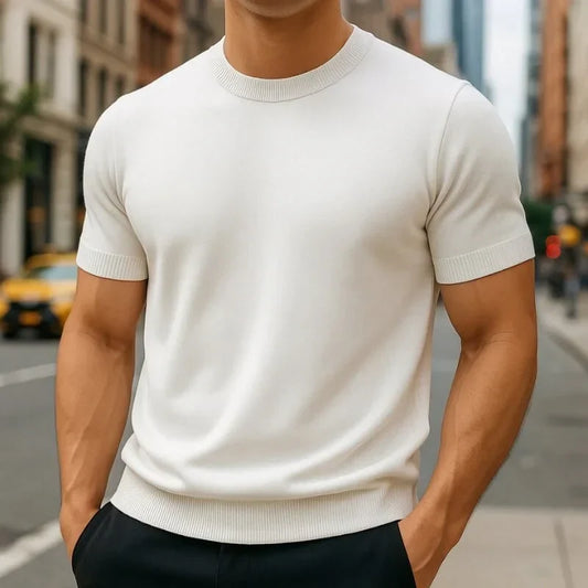 Men's Ribbed Knitted Tailored T Shirt