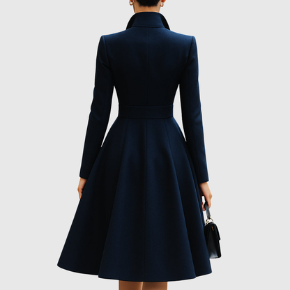 Women's Navy Lapel Collar Button Front Two Piece Set view 2