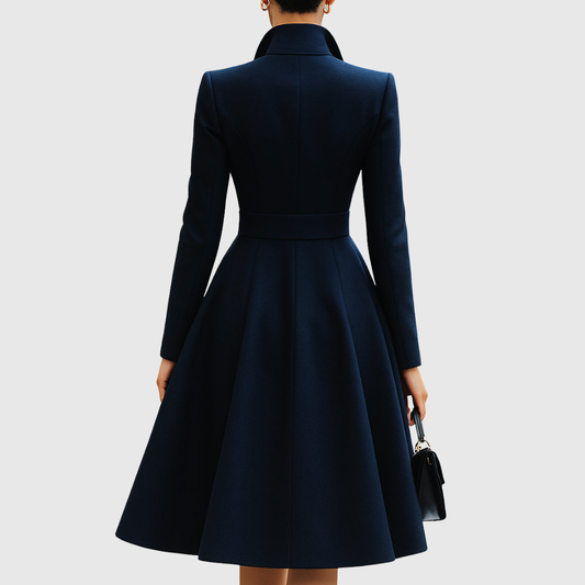 Women's Navy Lapel Collar Button Front Two Piece Set view 2