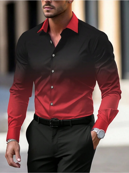 Men's Red Long Sleeve Shirt in Red