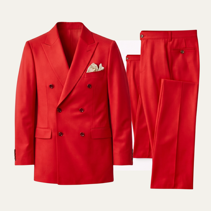 Men's Double Breasted Button Front Two Piece Set for Work and Office