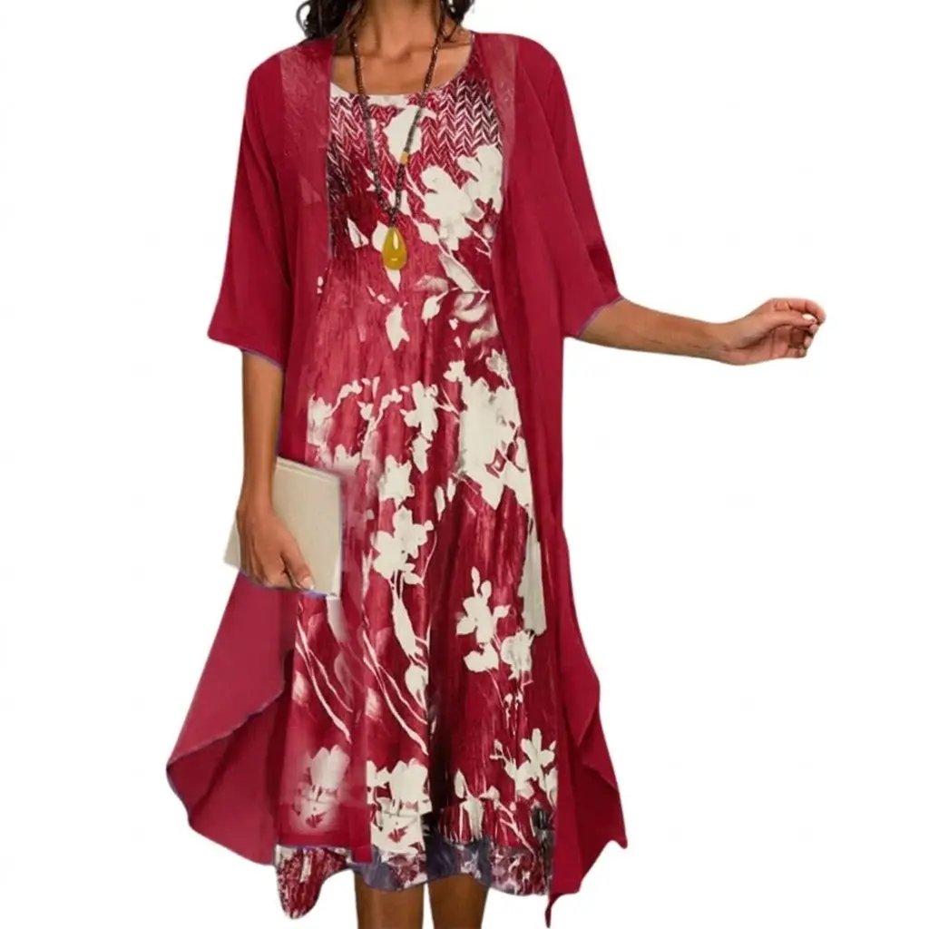 Women's Floral Draped Midi Dress view 7
