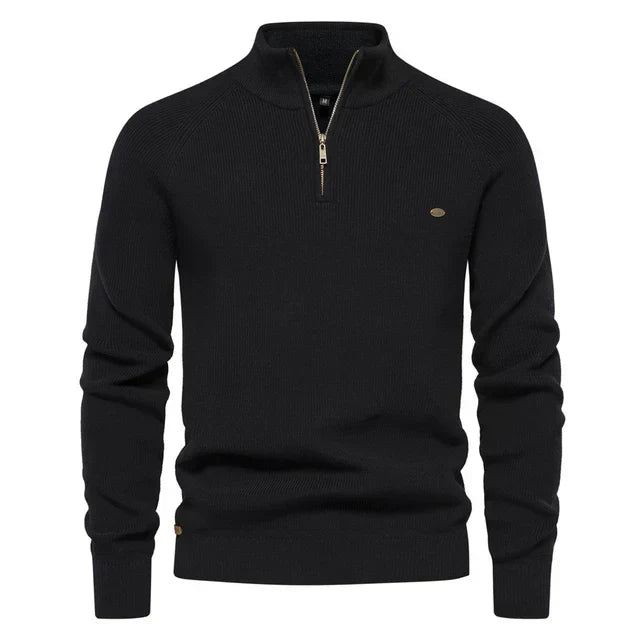 Men's Ribbed Knitted Quarter Zip Jumper view 7