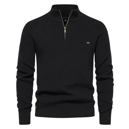 Men's Ribbed Knitted Quarter Zip Jumper view 7