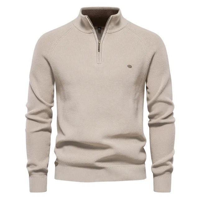 Men's Ribbed Knitted Quarter Zip Jumper view 8