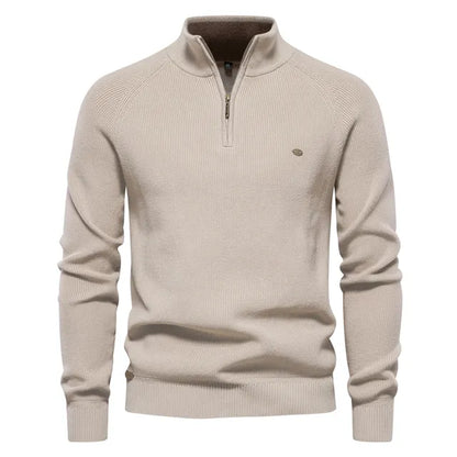 Men's Ribbed Knitted Quarter Zip Jumper view 8