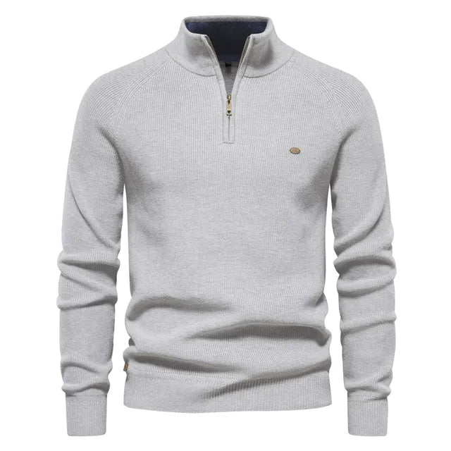 Men's Ribbed Knitted Quarter Zip Jumper view 9