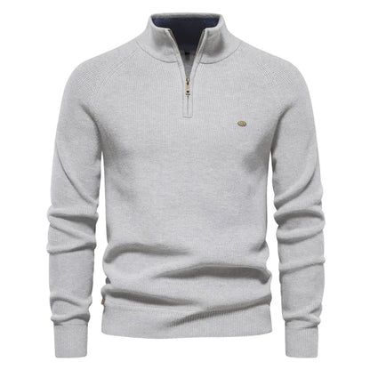 Men's Ribbed Knitted Quarter Zip Jumper view 9