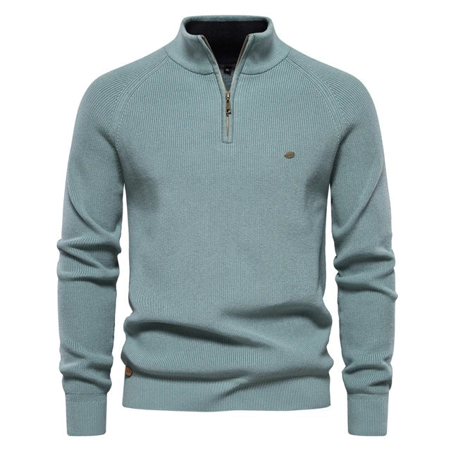 Men's Ribbed Knitted Quarter Zip Jumper view 6