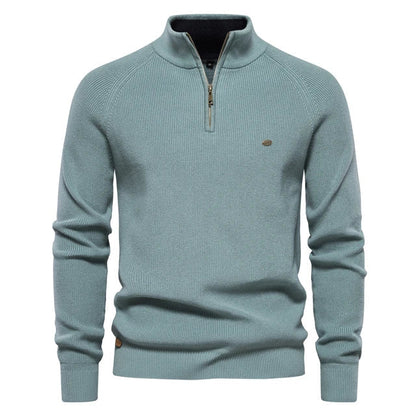 Men's Ribbed Knitted Quarter Zip Jumper view 6