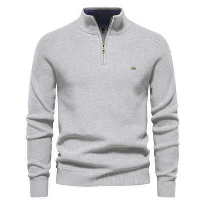 Men's Ribbed Knitted Quarter Zip Jumper