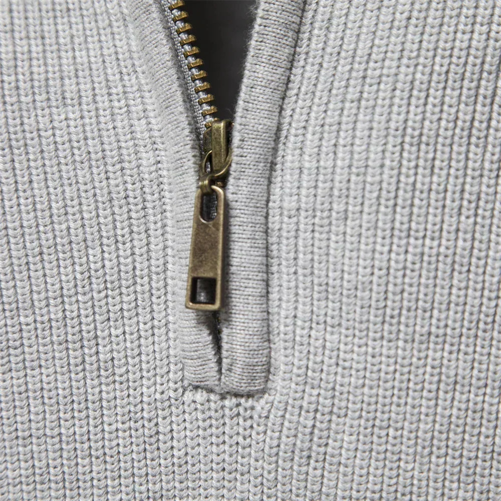 Men's Ribbed Knitted Quarter Zip Jumper view 3