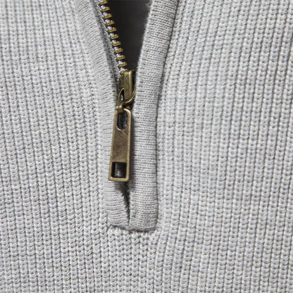 Men's Ribbed Knitted Quarter Zip Jumper view 3