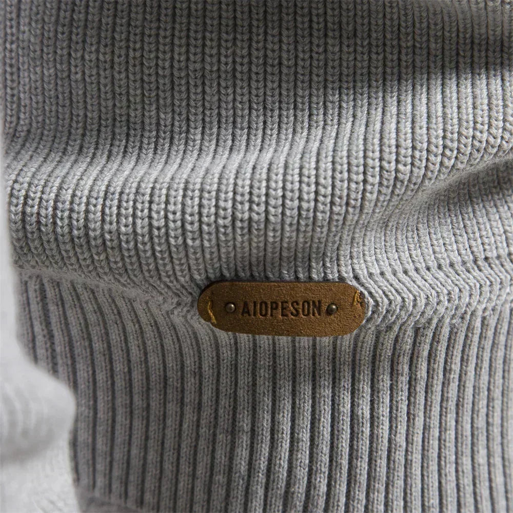 Men's Ribbed Knitted Quarter Zip Jumper view 4