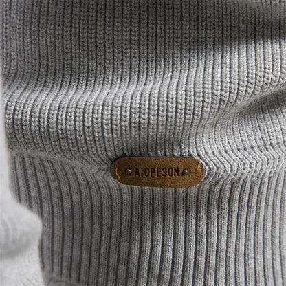 Men's Ribbed Knitted Quarter Zip Jumper view 4