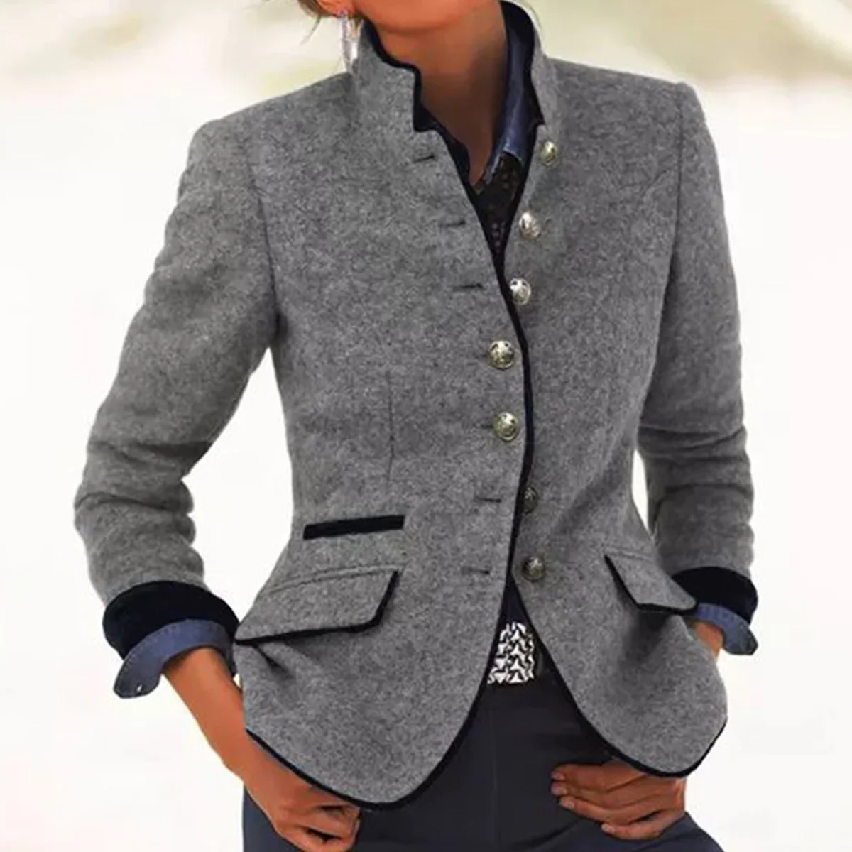 Women's Button Front Vintage Blazer view 3