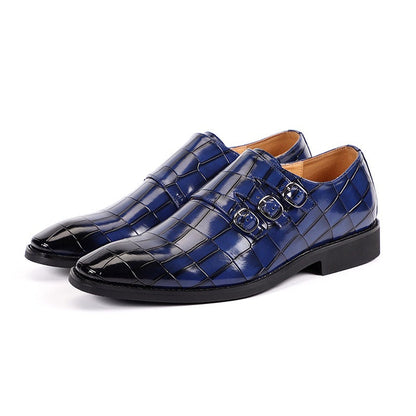 Men's Square Toe Brogue Detail Walking Shoes in Blue