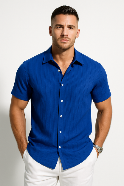 Men's Light Blue Short Sleeve Shirt in Blue
