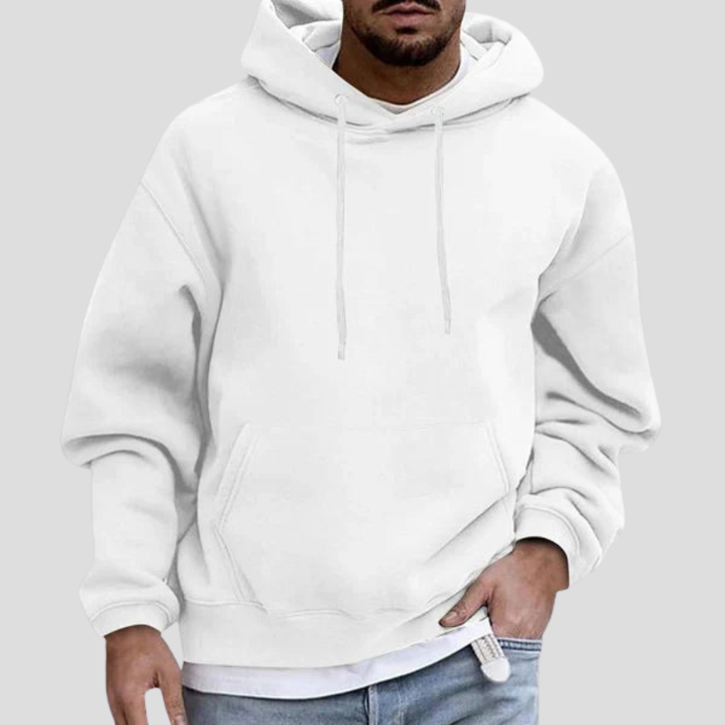 Men's Light Blue Hoodie With Pockets in White