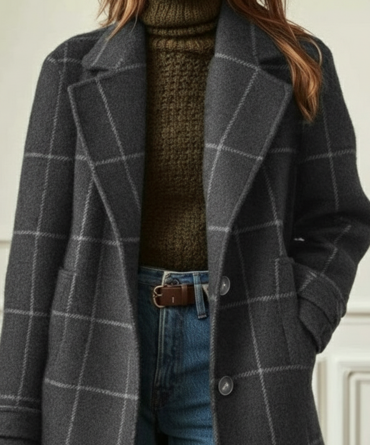 Women's Checked Overcoat view 5