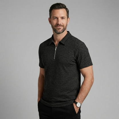 Men's Zip Up Half Zip Polo Shirt