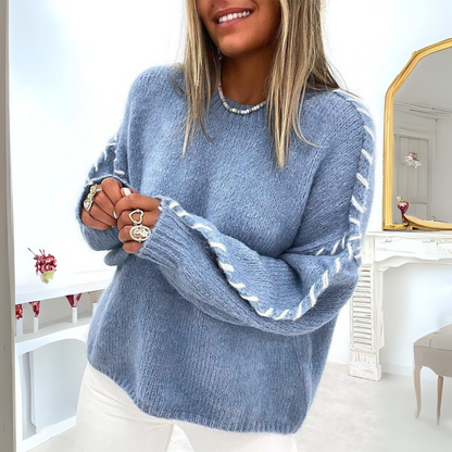 Women's Contrast Stitch Oversized Knitted Jumper view 2