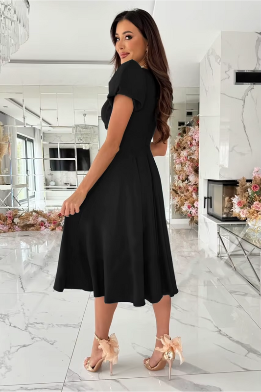 Women's Red V Neck Midi Dress