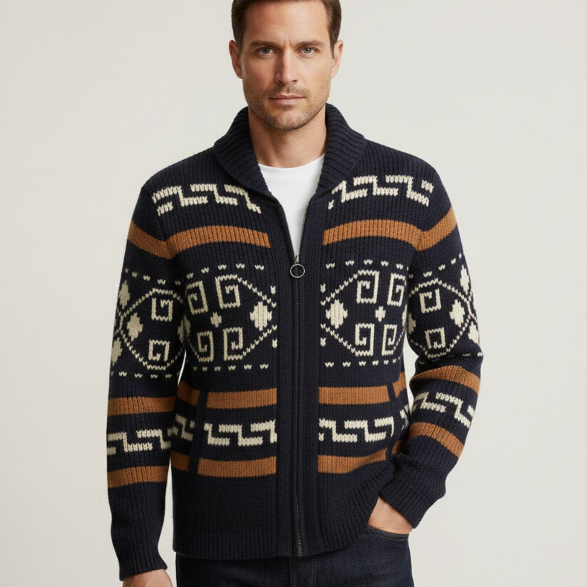 Men's Shawl Collar Vintage Cardigan