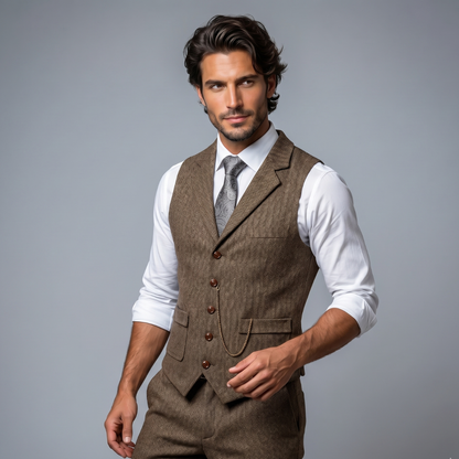 Men's Dark Brown Tailored Gilet