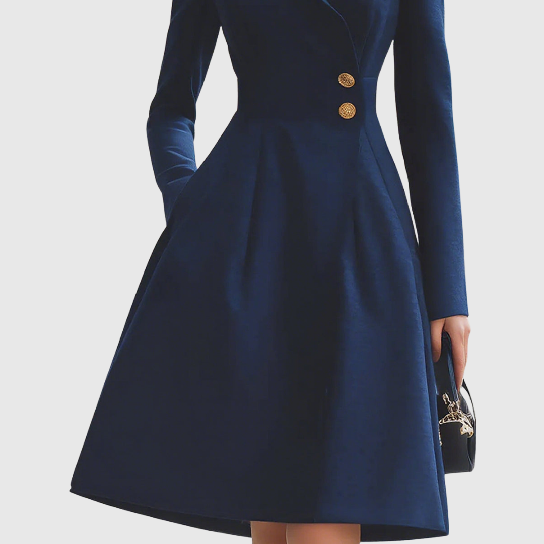 Women's Navy Lapel Collar Button Front Two Piece Set view 4
