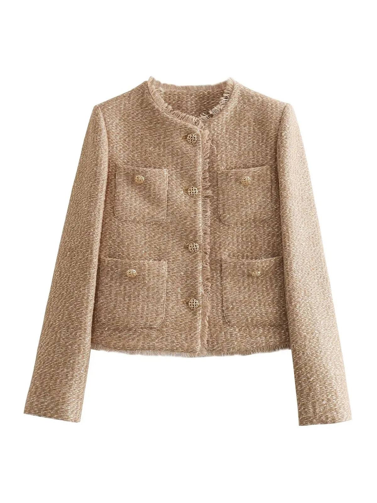 Women's Beige Button Front Blazer view 5