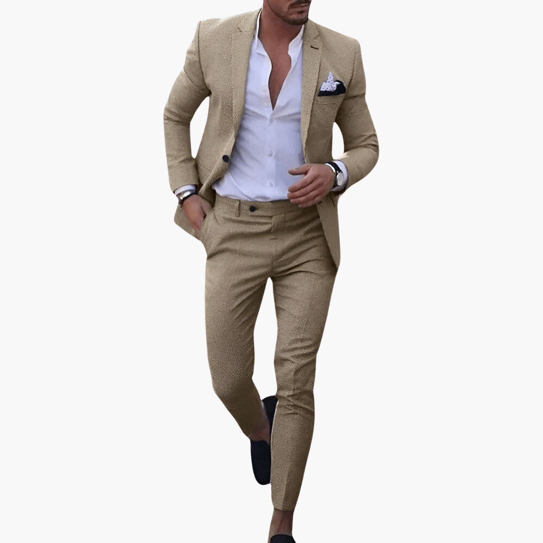 Men's Slim Fit Formal Two Piece Set in Brown