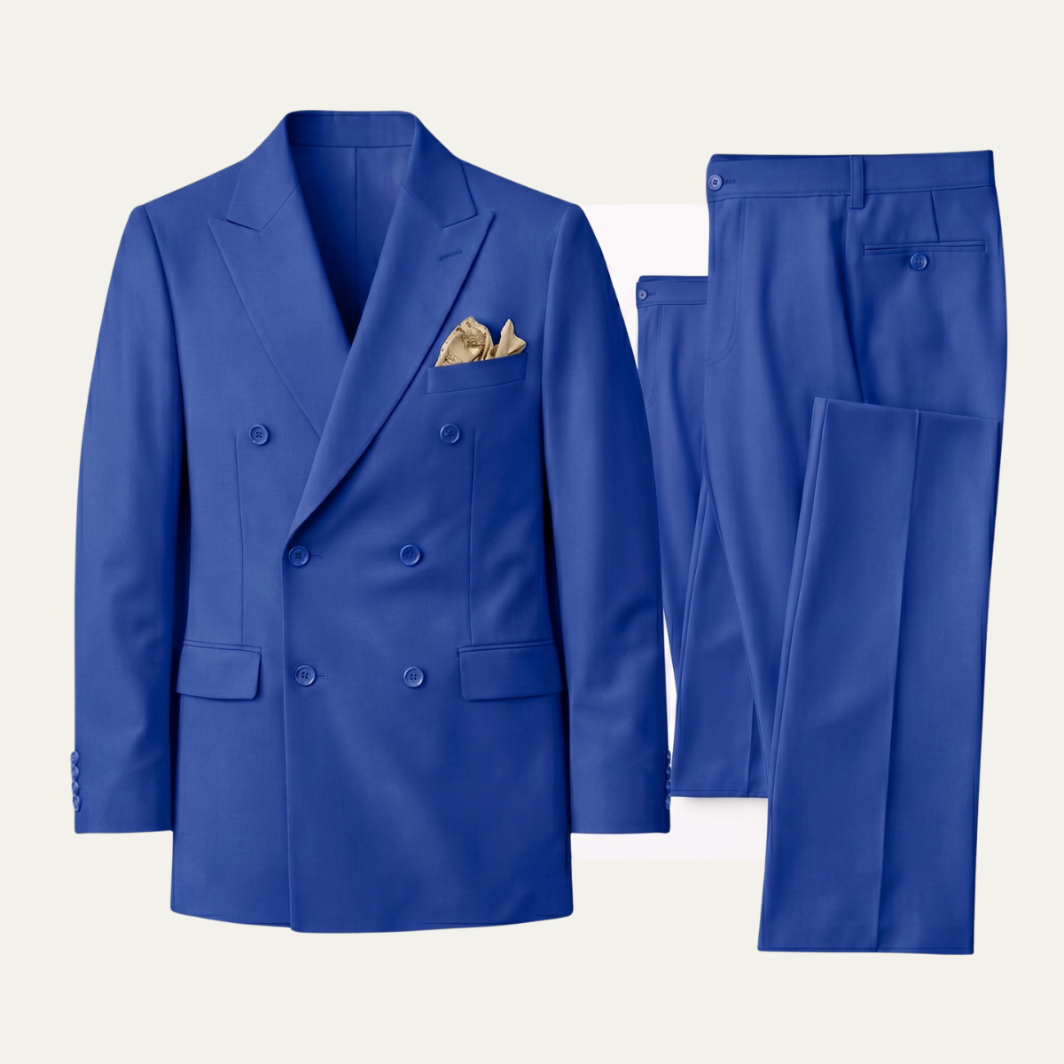 Men's Double Breasted Button Front Two Piece Set for Work and Office