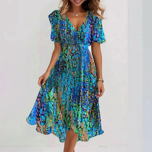 Women's Green Midi Dress in Blue