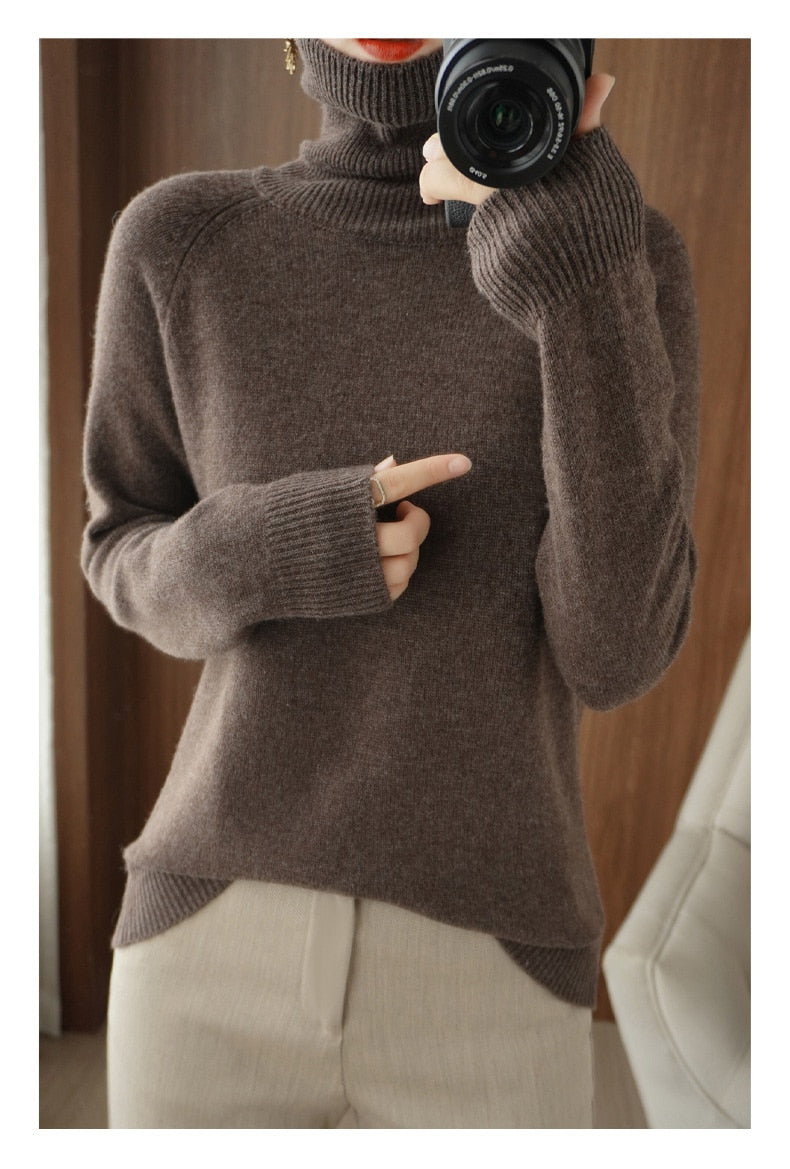 Women's Plain Roll Neck Fine Knit Jumper view 2