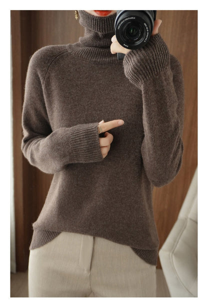 Women's Plain Roll Neck Fine Knit Jumper view 2