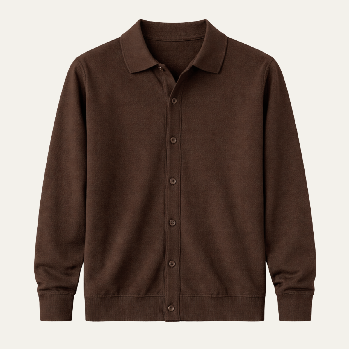 Men's Knitted Long Sleeve Button Front Polo Shirt view 10