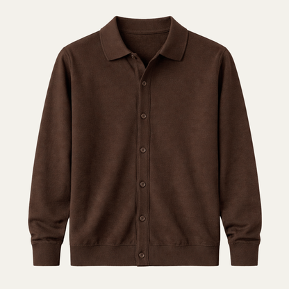 Men's Knitted Long Sleeve Button Front Polo Shirt view 10
