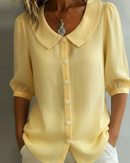 Women's Peter Pan Collar Three Quarter Sleeve Blouse view 2