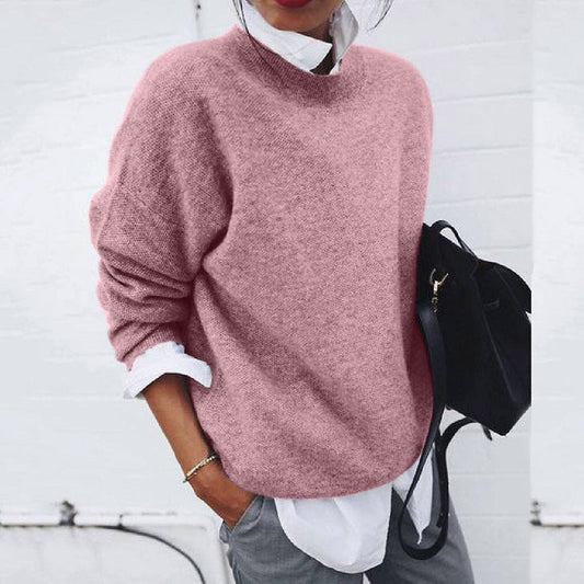 Women's Knitted Crew Neck Draped Jumper