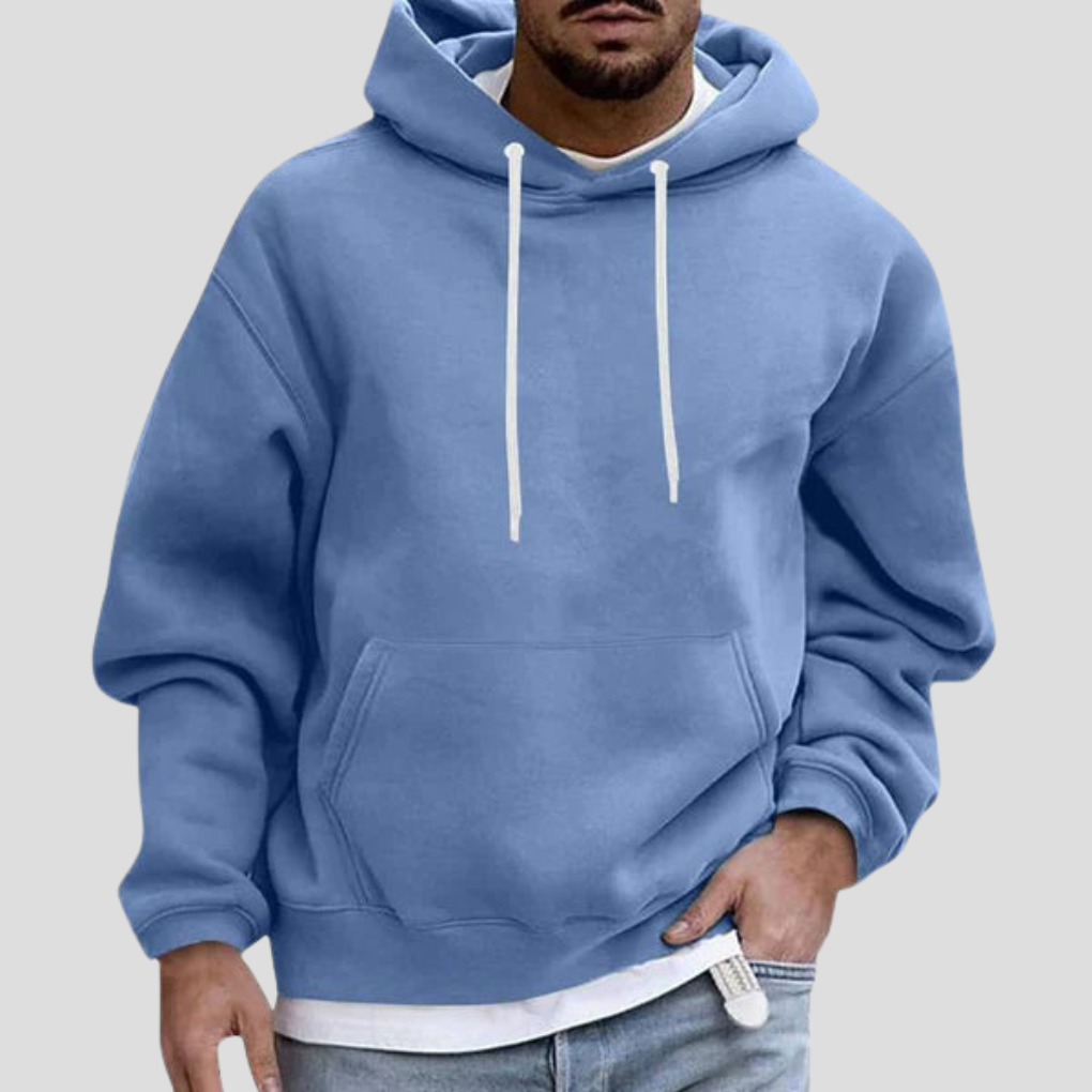 Men's Light Blue Hoodie With Pockets in Blue