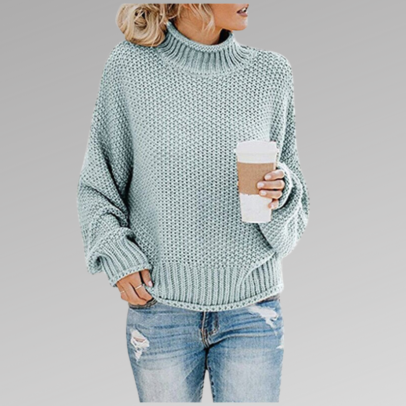 Women's Chunky Knit Batwing Roll Neck Jumper view 6