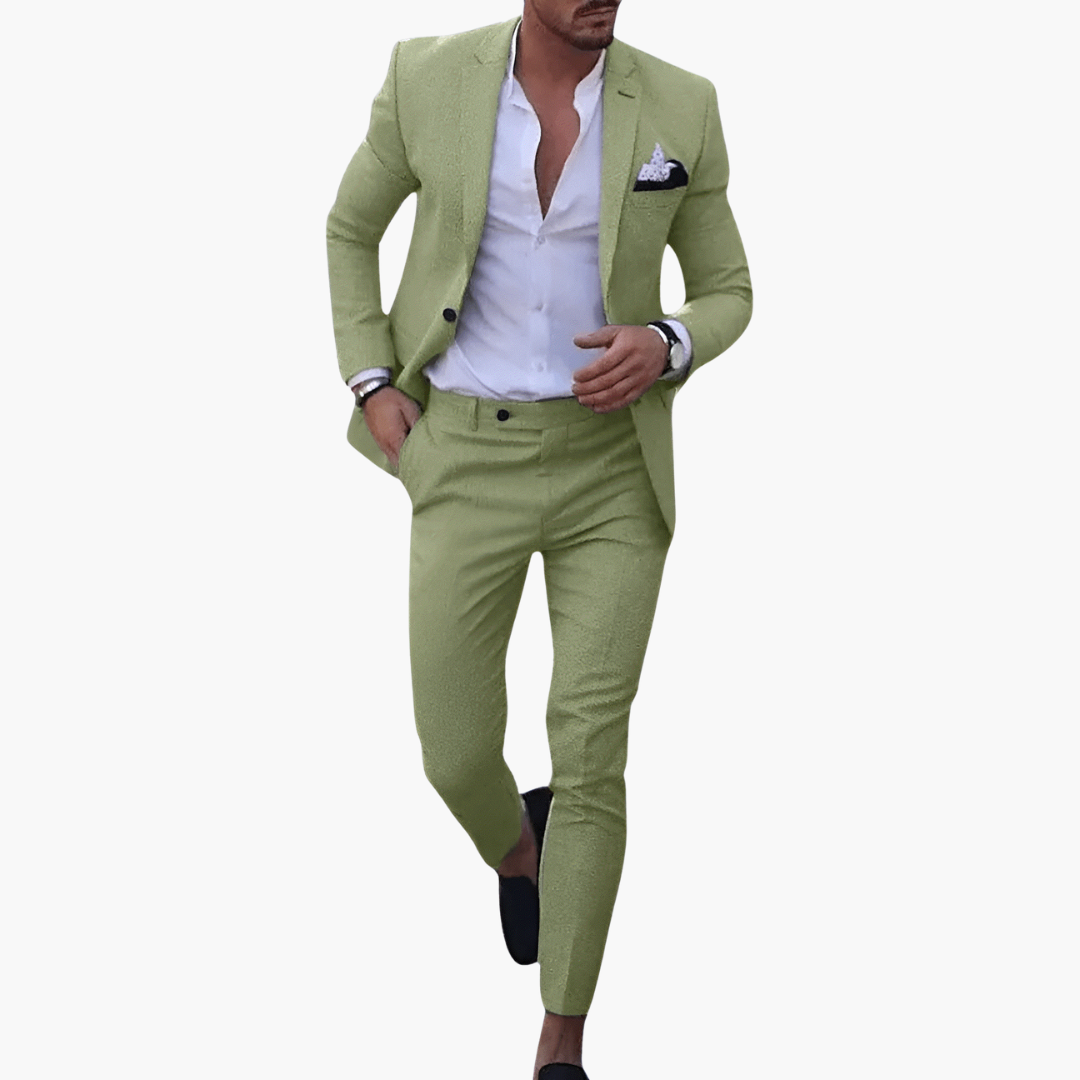 Men's Slim Fit Formal Two Piece Set in Green