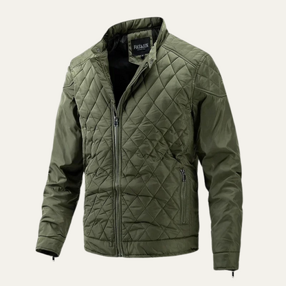 Men's Zip Detail Stand Collar Quilted Jacket