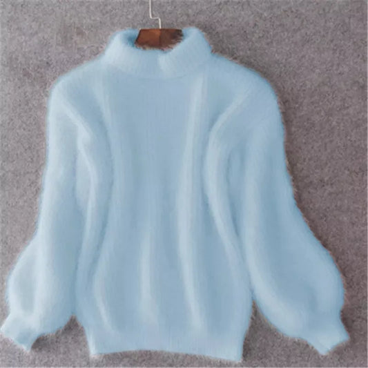 Women's Knitted Stand Collar Draped Jumper