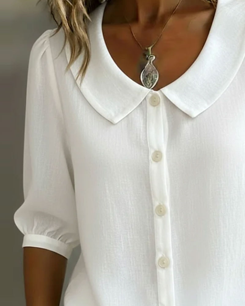 Women's Peter Pan Collar Three Quarter Sleeve Blouse view 9