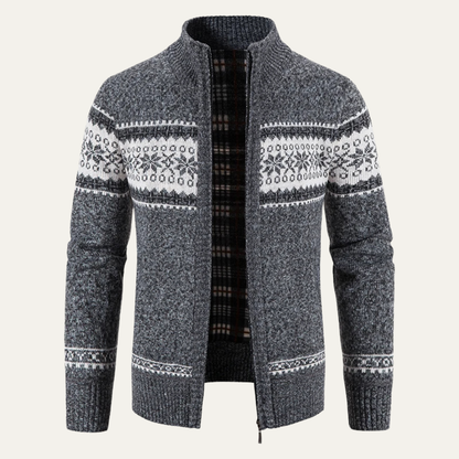 Men's Checked Knitted Zip Up Cardigan view 7