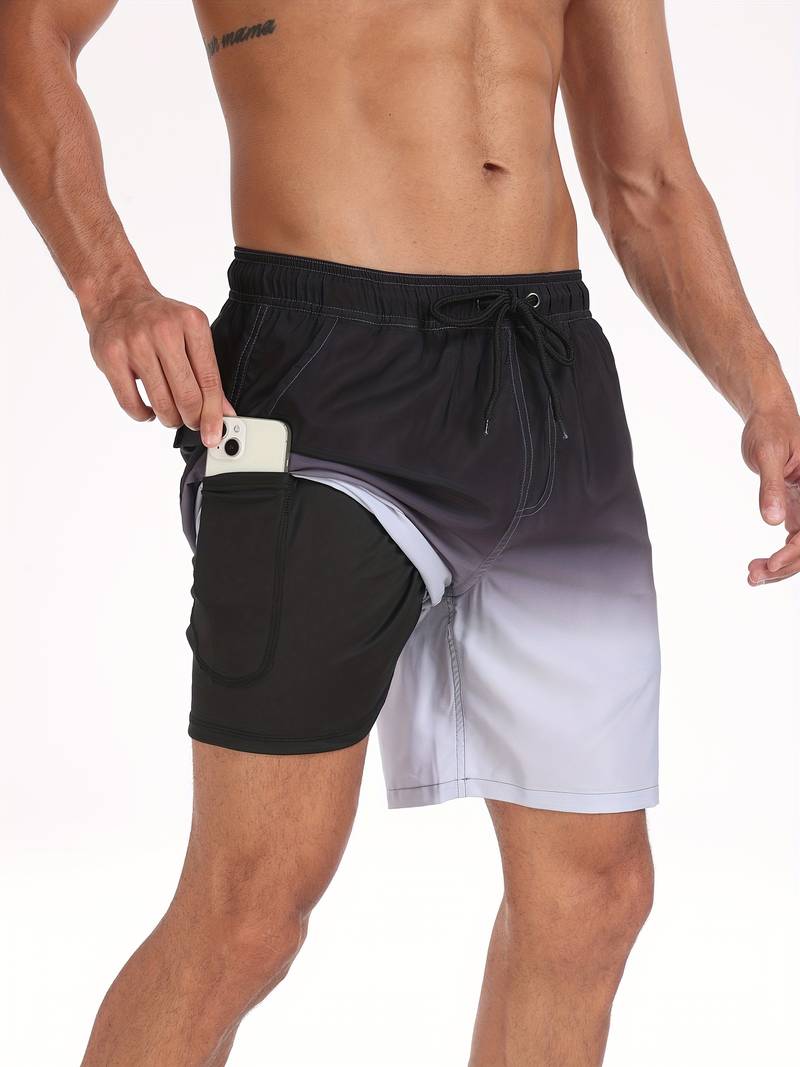 Men's Relaxed Fit Quick Dry Lightweight Swim Shorts in Black