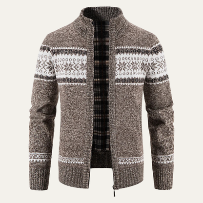 Men's Checked Knitted Zip Up Cardigan view 5
