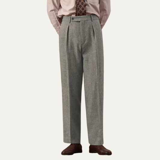 Men's High Waisted Pleated Trousers